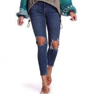 Free People High-Rise Busted Knee Skinny Jeans (78)(*)